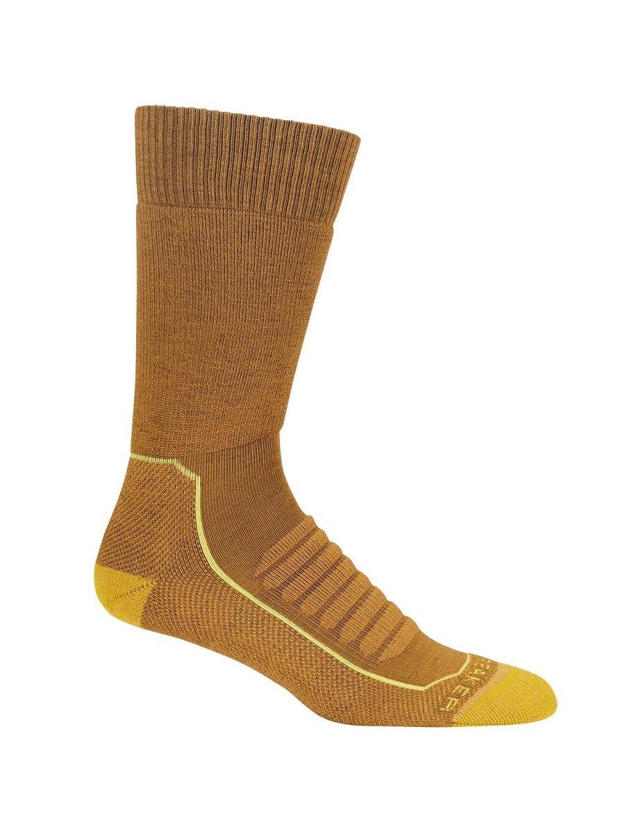 Men's Icebreaker Merino Hike+ Heavy Crew Socks Clove / Silent Gold | CA 1928QMAZ